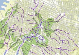 Gowanus watershed draft map of ghost streams, Eymund Diegel